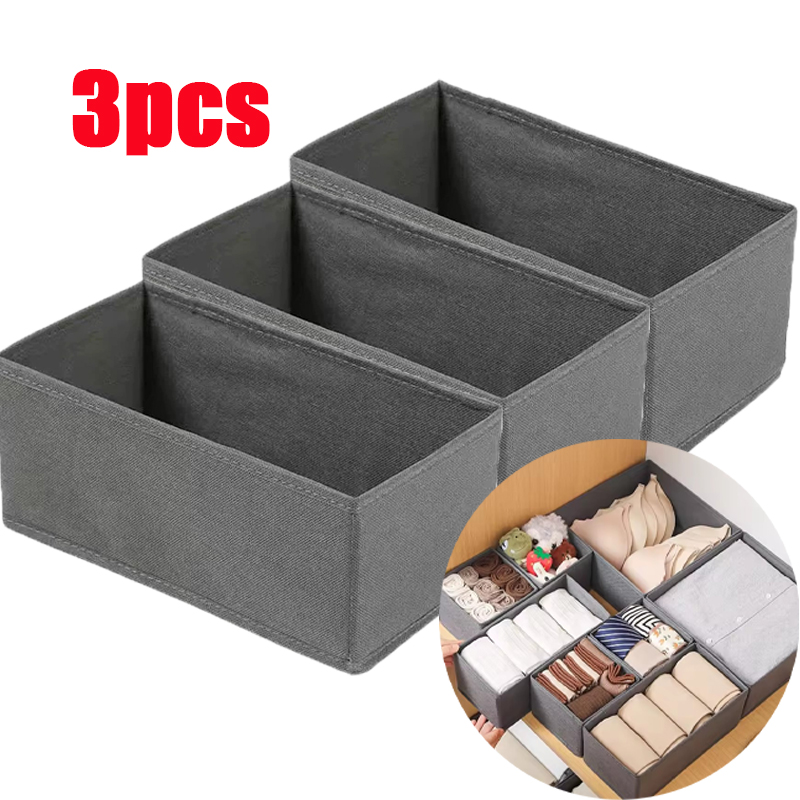 Sock Organizer Tray - 3pc tecido caixa de armazenamento de