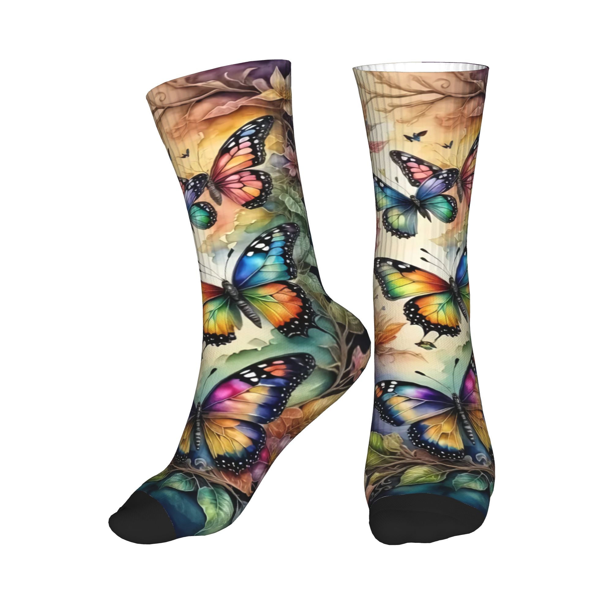Dress Sock Men - Meias coloridas com borboletas e flores