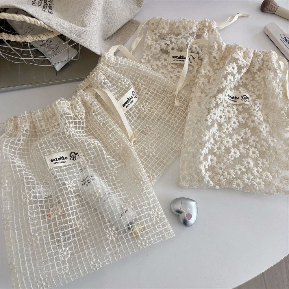 Sock Organizer Tray - Bolsa de Maquiagem de Renda Bordada