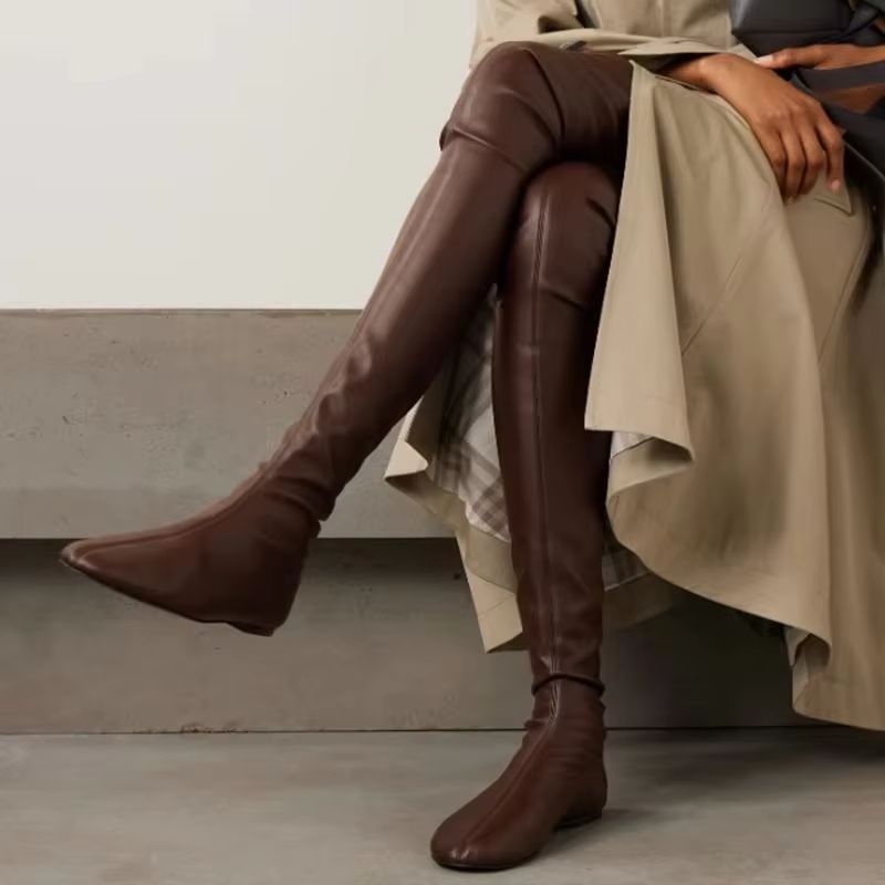 Botas Longas Marrom de Couro S - Boot Sock Slouchy avaliação e preço